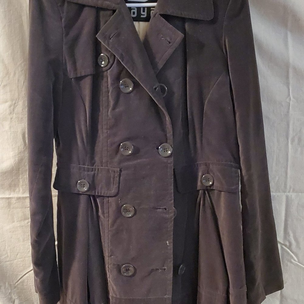 YAYA Classic Dark Grey Suede Long Sleeve Jacket Blazer 3/4 Length Size M